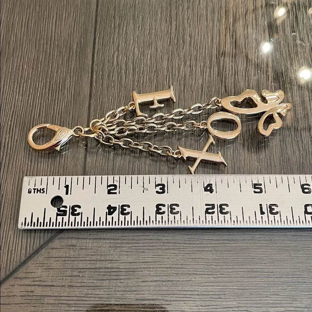 FOXER Gold-tone Fox Letter & Butterfly Keychain Bag Charm